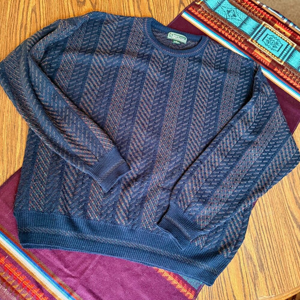 Vintage 90s Croft and Barrow Acrylic & Wool Rainbow Sweater - Made in Italy